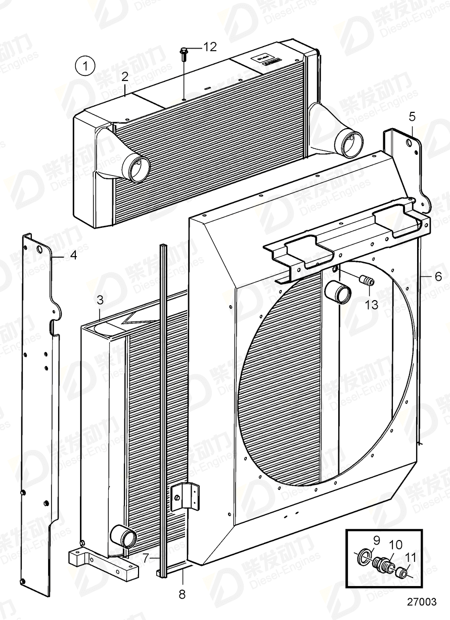 VOLVO Charge air cooler 22257084 Drawing